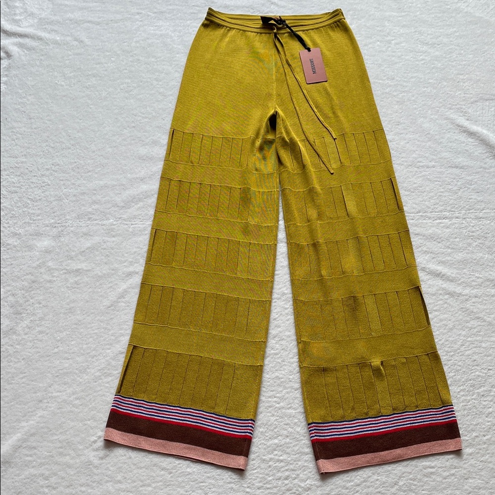NWT Auth.Missoni Mustard Yellow Gold Fantasy Design Knit Pants Trousers 38